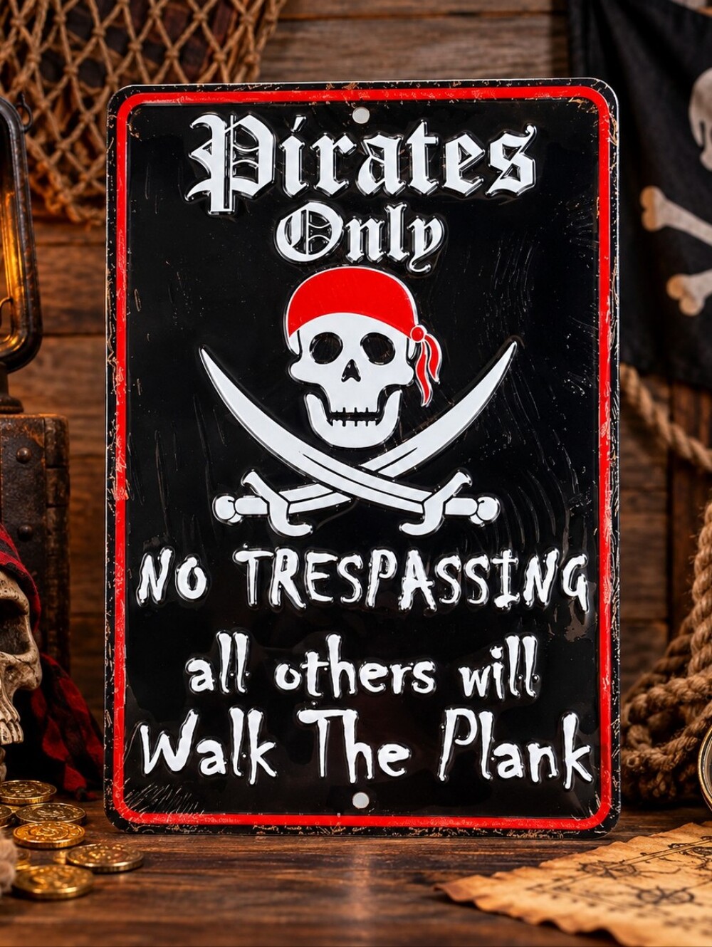 Pirate Only Parking Metal Sign 12x8 Flag Jolly Roger Goonies Wall Decor Gift